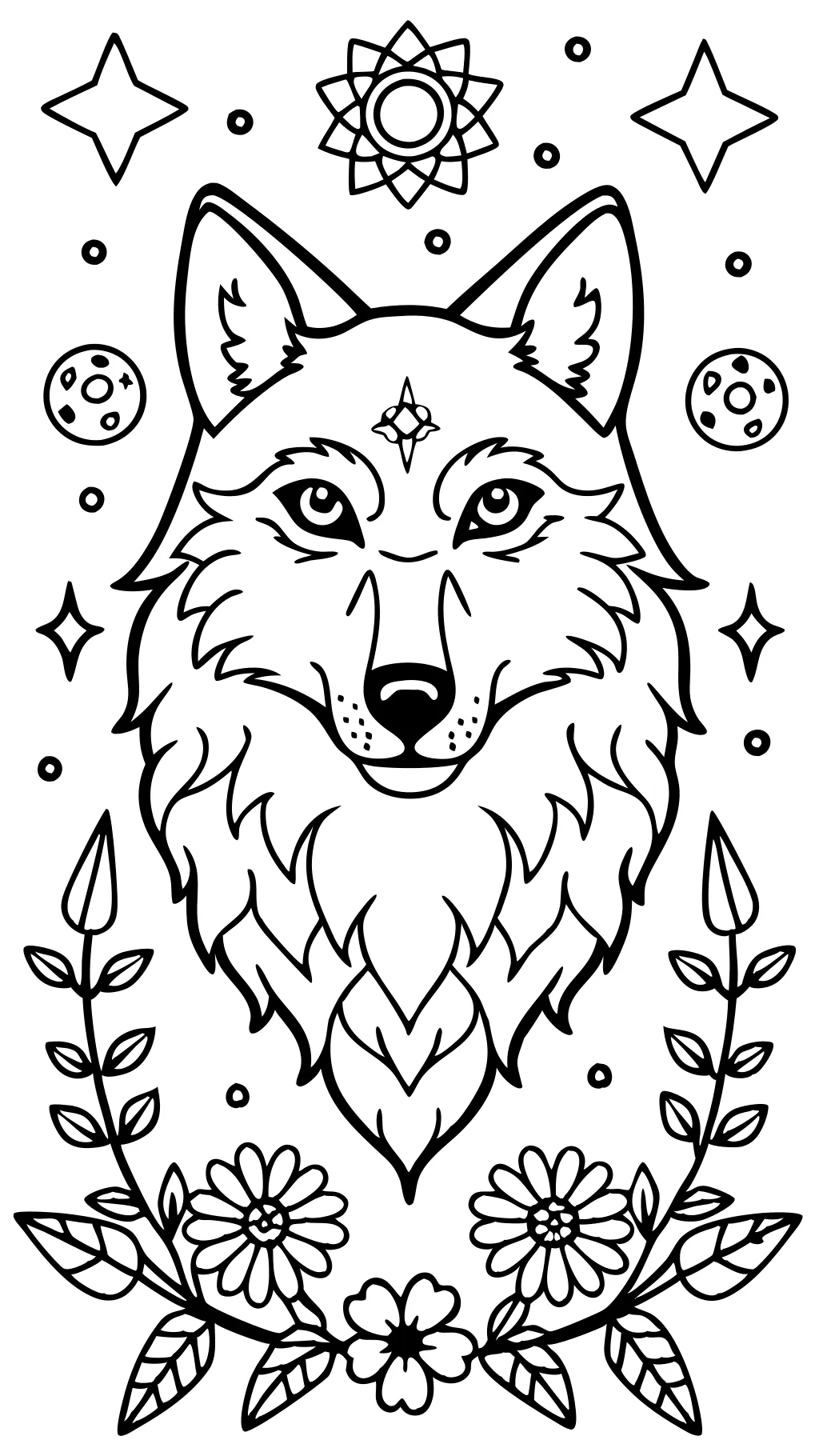 coloriages de loup mythique